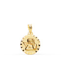 9K MEDALLA ORO AMARILLO ANGELITO BURLON BORDES TALLADOS 14 MM