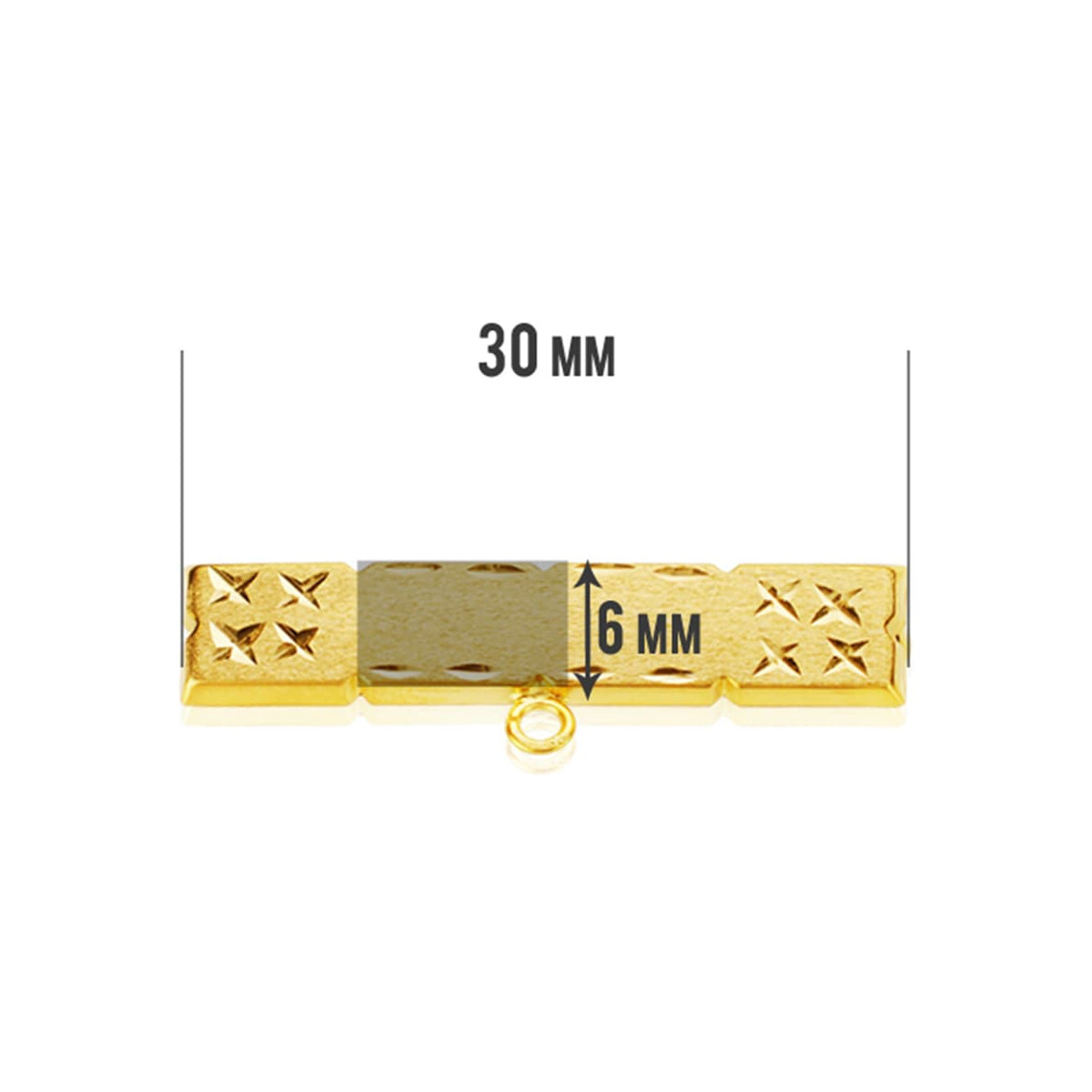 9K ALFILER ORO AMARILLO TALLADO 30X6 MM