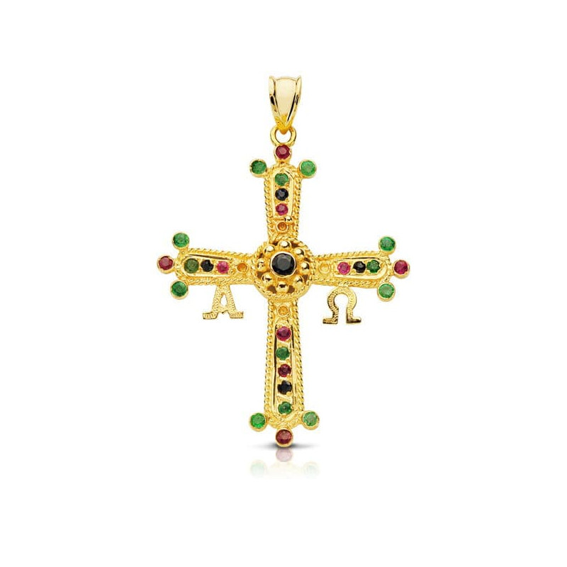 9K CRUZ DE COVADONGA O VICTORIA ORO AMARILLO GRANDE 40X34 MM