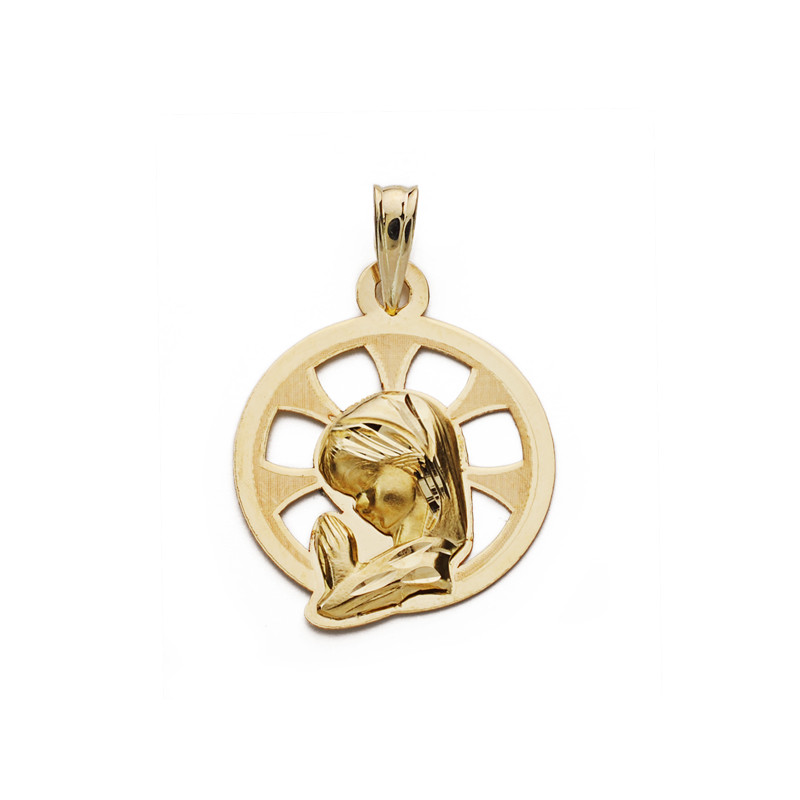 9K MEDALLA ORO AMARILLO VIRGEN NIÑA CALADA 22X17 MM