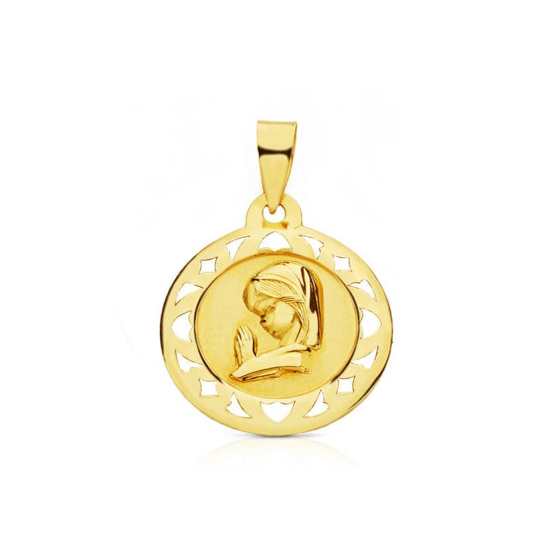 9K MEDALLA ORO AMARILLO VIRGEN NIÑA 18 MM