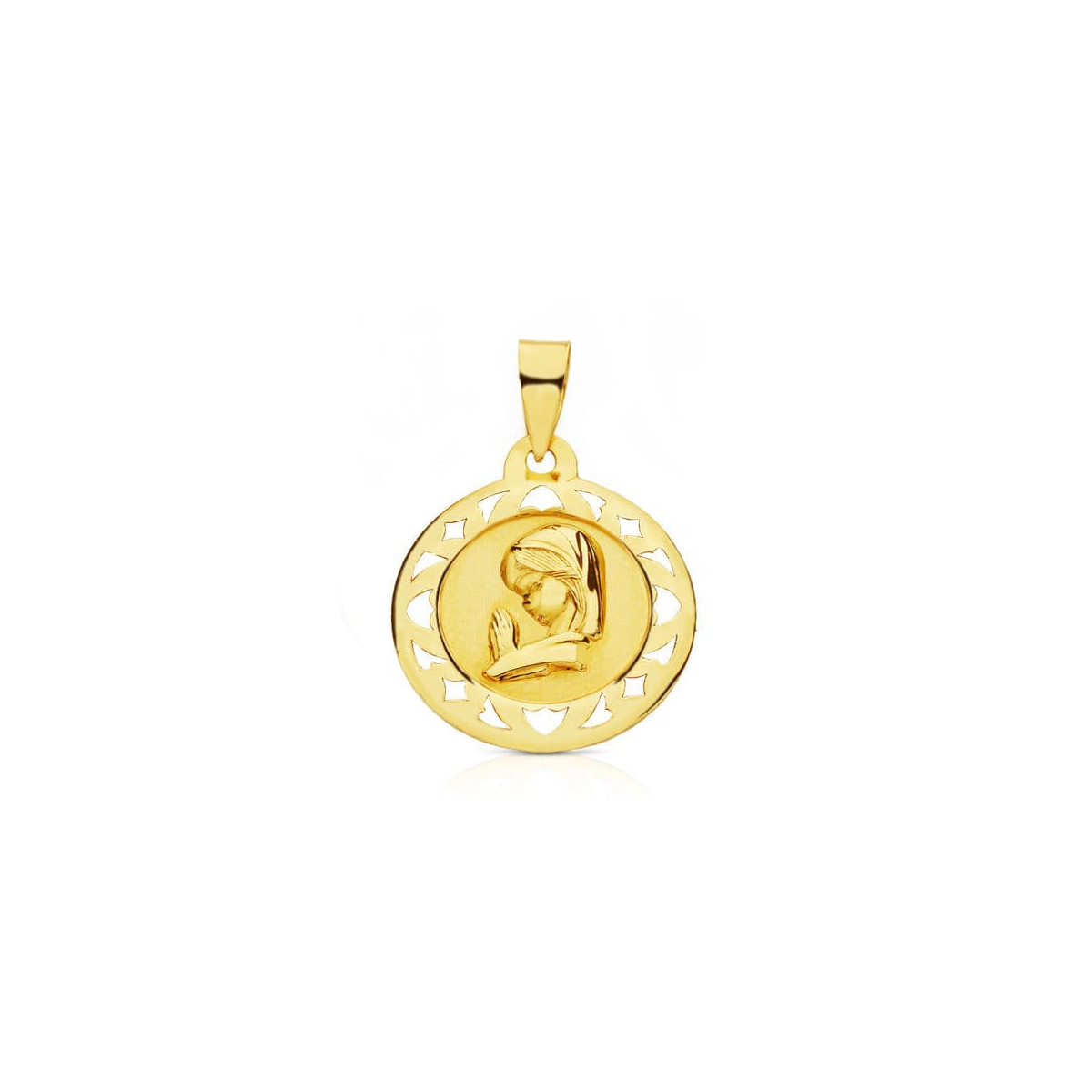 9K MEDALLA ORO AMARILLO VIRGEN NIÑA 18 MM