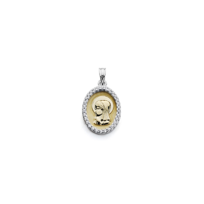 9K MEDALLA ORO AMARILLO VIRGEN NIÑA BICOLOR 20X13MM