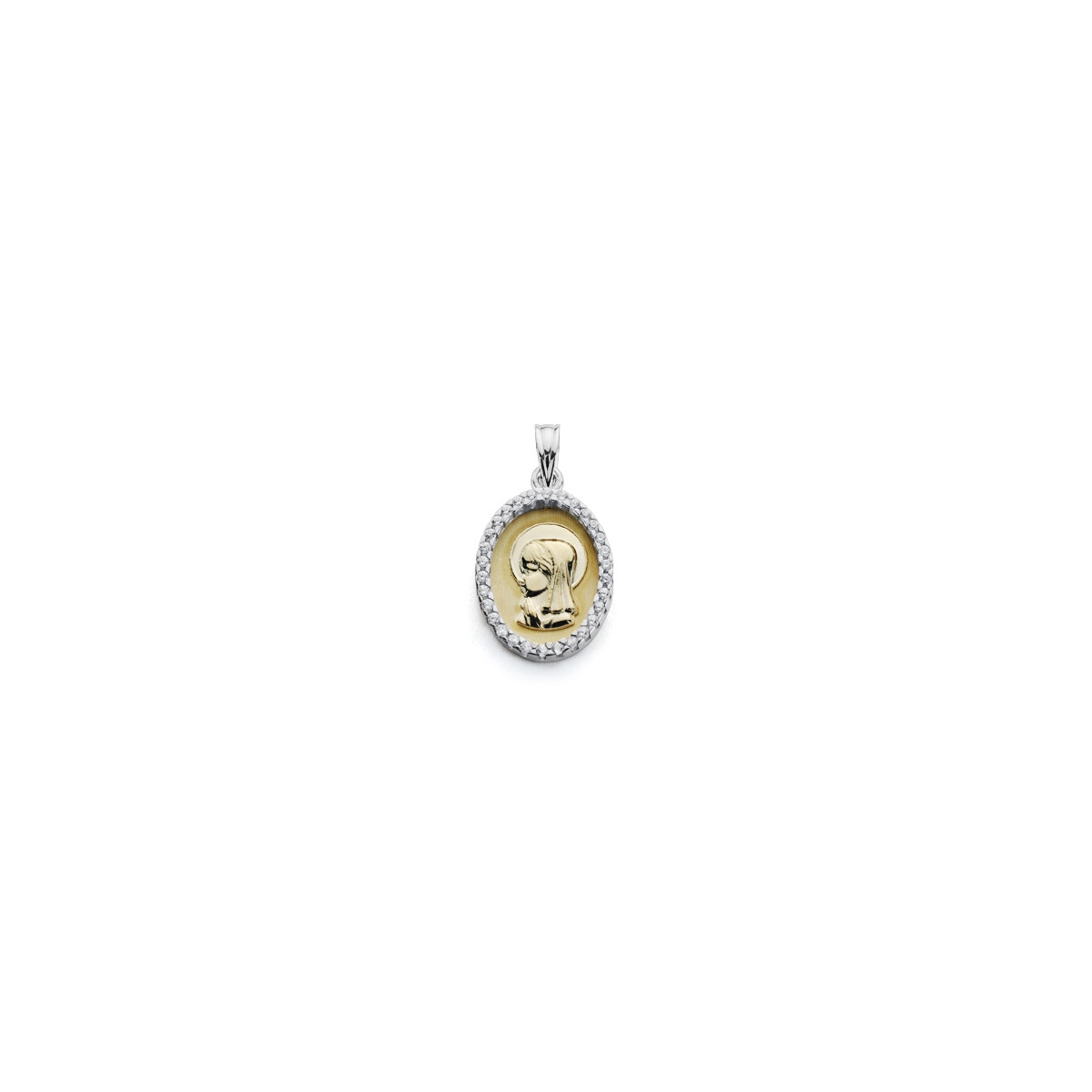 9K MEDALLA ORO AMARILLO VIRGEN NIÑA BICOLOR 20X13MM