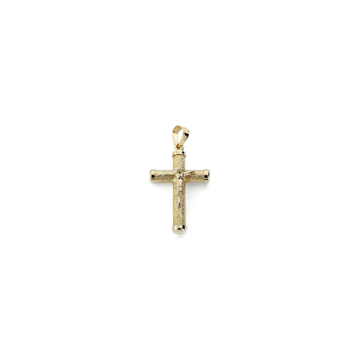 9K CRUZ ORO AMARILLO CRISTO 21X14X3 MM