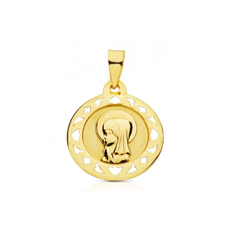 9K MEDALLA ORO AMARILLO VIRGEN NIÑA 18 MM