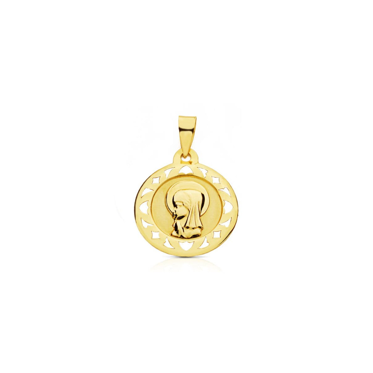 9K MEDALLA ORO AMARILLO VIRGEN NIÑA 18 MM