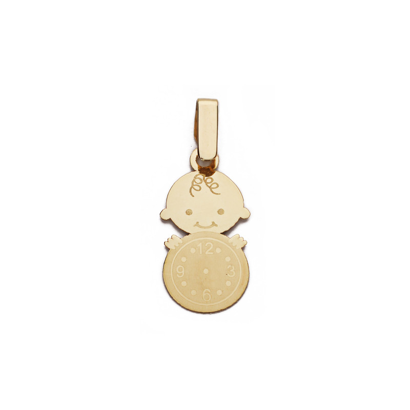 9K COLGANTE ORO AMARILLO NIÑO RELOJ 19X10 MM