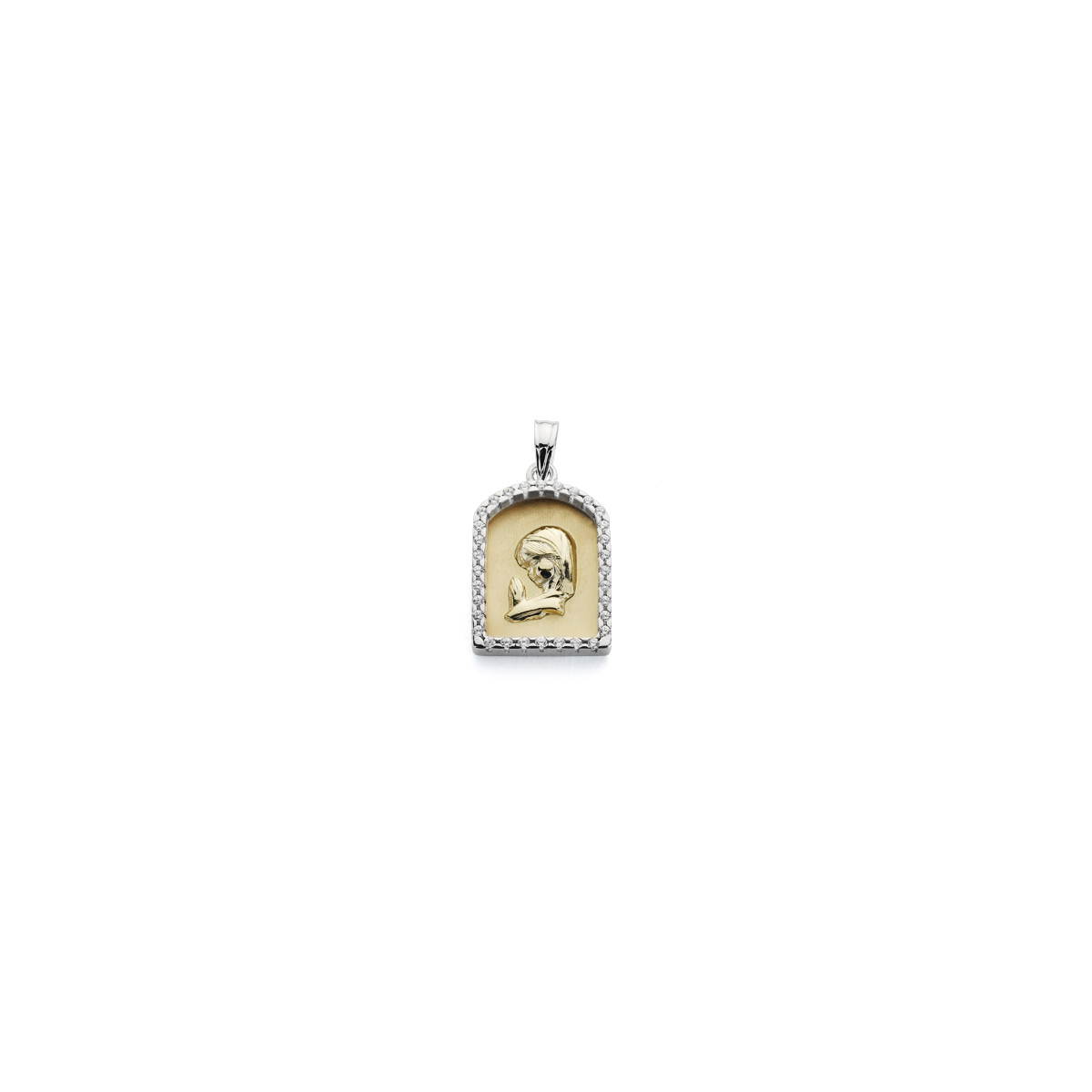 9K MEDALLA ORO AMARILLO VIRGEN NIÑA BICOLOR 21X14 MM
