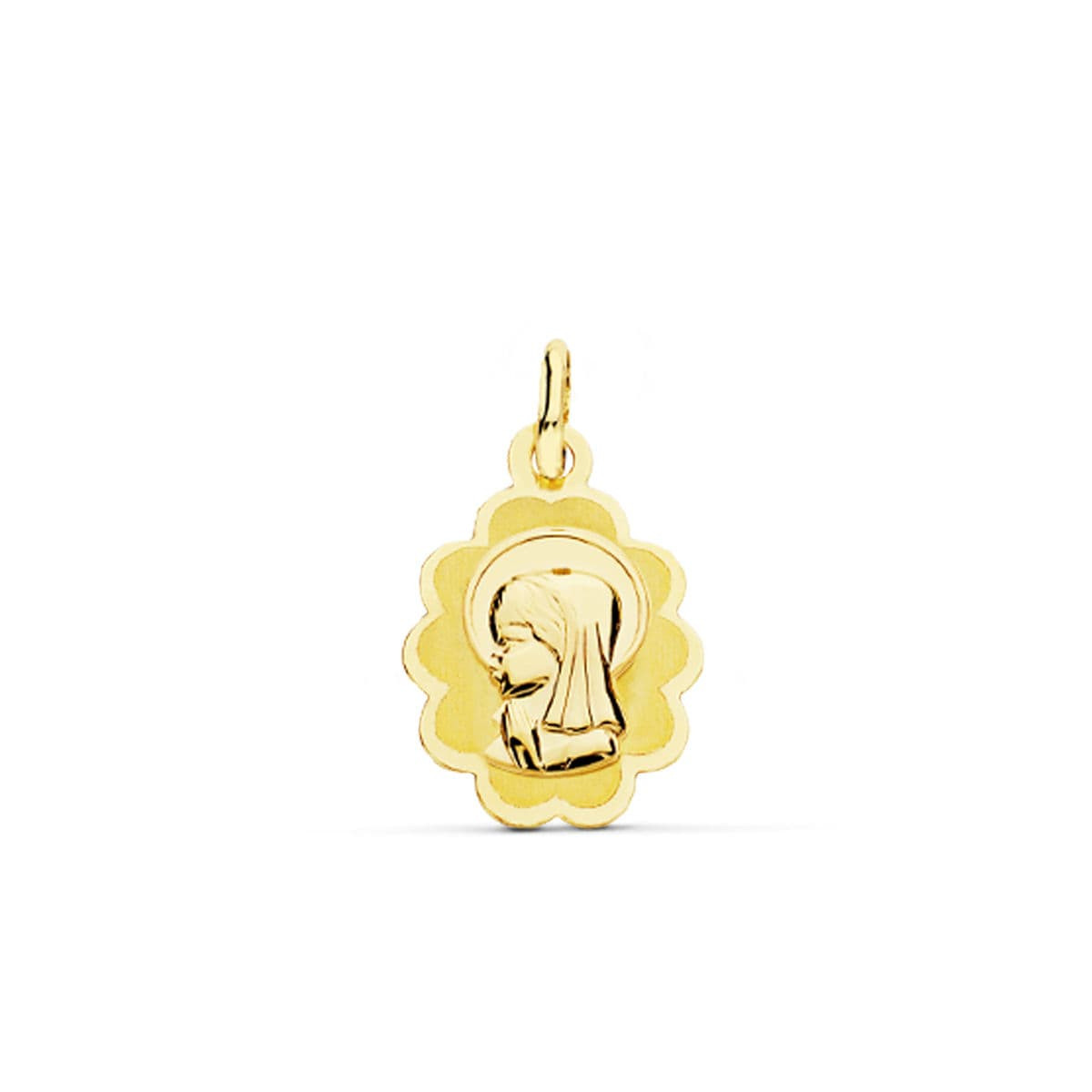 9K MEDALLA ORO AMARILLO VIRGEN NIÑA LIGERA 17X12 MM