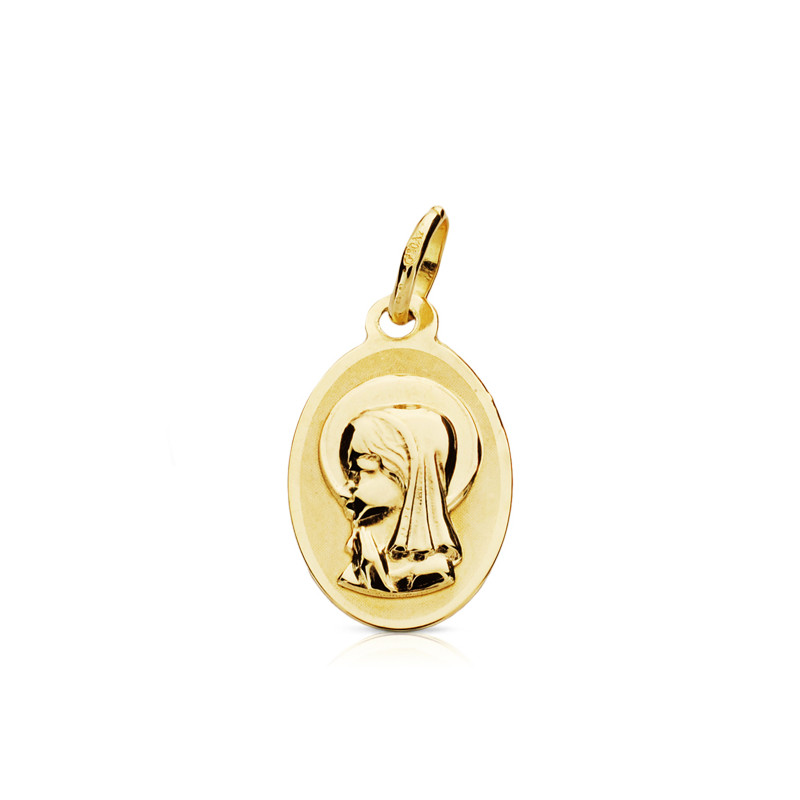 9K MEDALLA ORO AMARILLO VIRGEN NIÑA OVAL. 17X10 MM