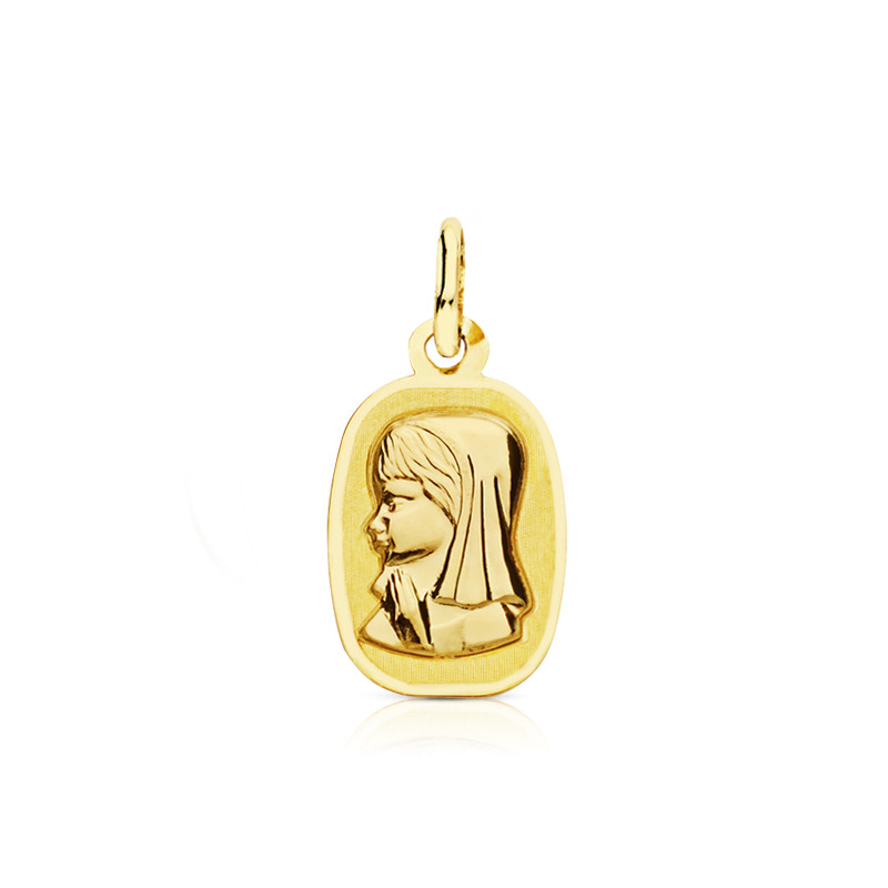 9K MEDALLA ORO AMARILLO VIRGEN NIÑA LIGERA 17X10 MM