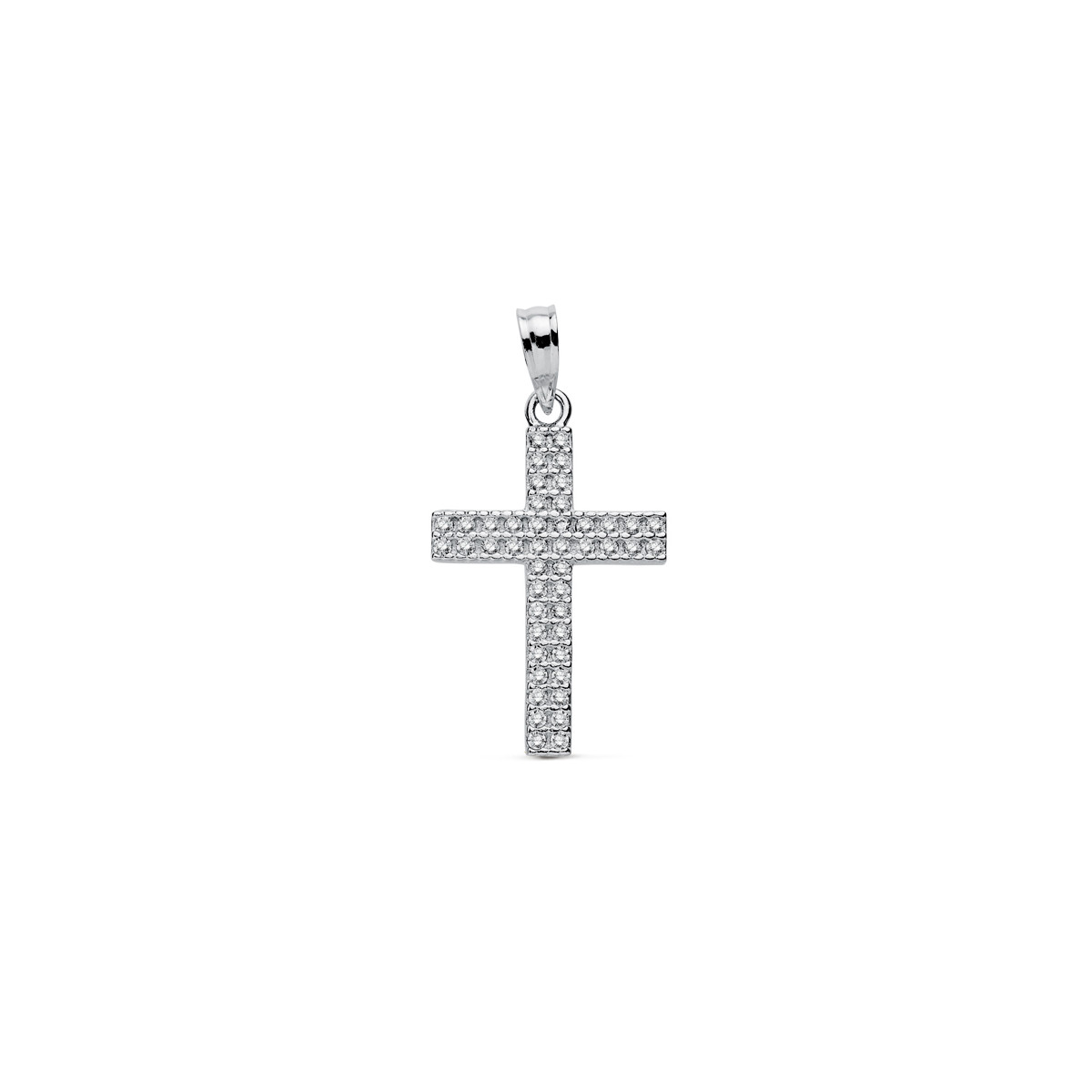 9K CRUZ ORO BLANCO CIRCONITA 19X15 MM