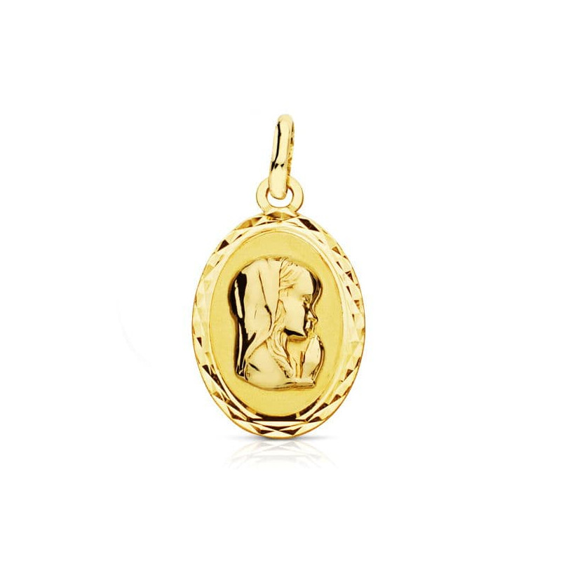 9K MEDALLA ORO AMARILLO VIRGEN NIÑA 19X12 MM