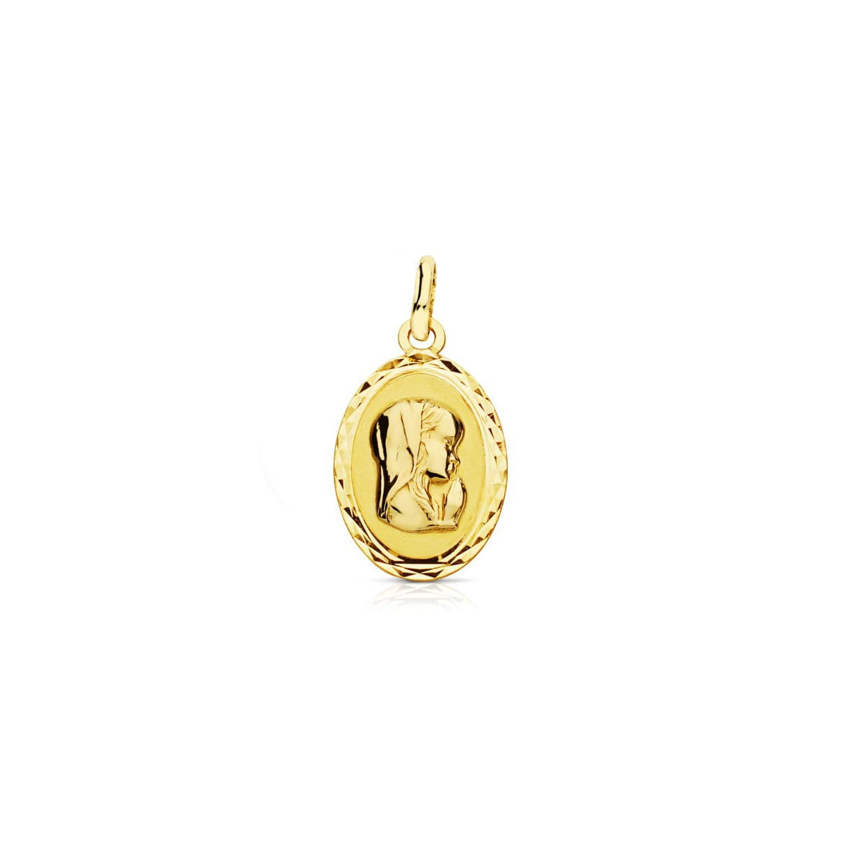 9K MEDALLA ORO AMARILLO VIRGEN NIÑA 19X12 MM