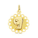 9K MEDALLA ORO AMARILLO VIRGEN NIÑA CERCO. 15 MM