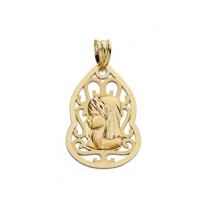 9K MEDALLA ORO AMARILLO VIRGEN NIÑA CALADA 27X18 MM