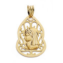 9K MEDALLA ORO AMARILLO VIRGEN NIÑA CALADA 27X18 MM