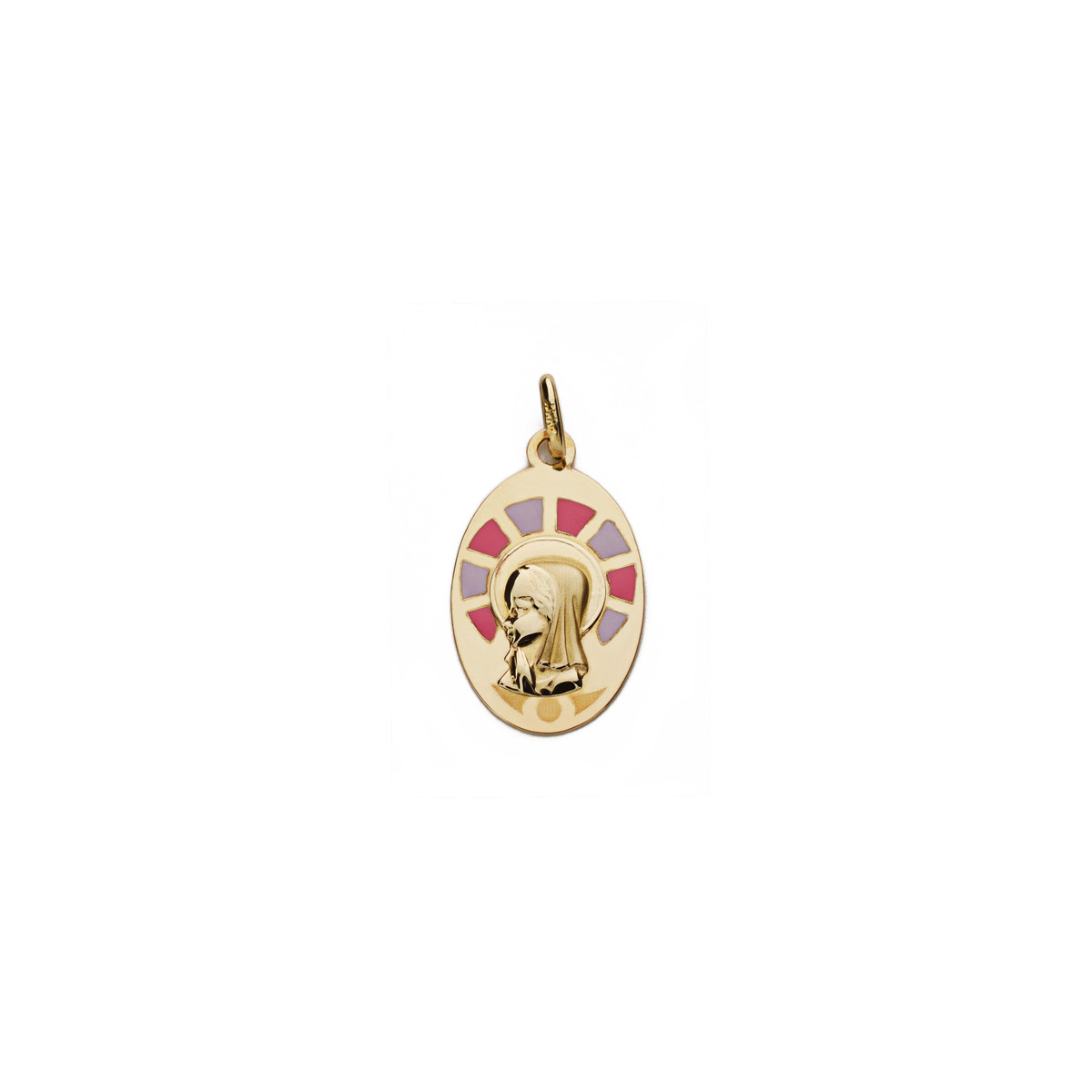 9K MEDALLA ORO AMARILLO VIRGEN NIÑA ESMALTE 9K 21X13 MM