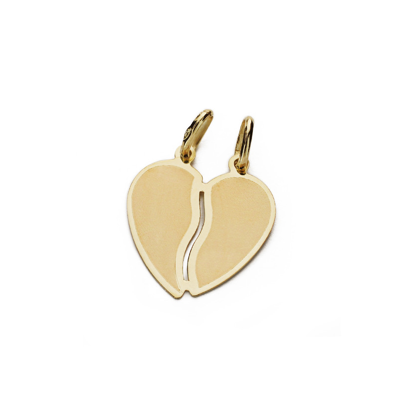 9K COLGANTE CORAZON ORO AMARILLO PARTIDO 17X15 MM