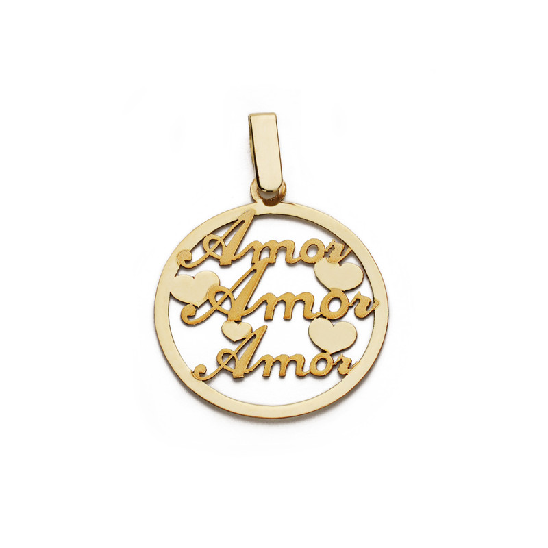 9K COLGANTE ORO AMARILLO AMOR 19 MM