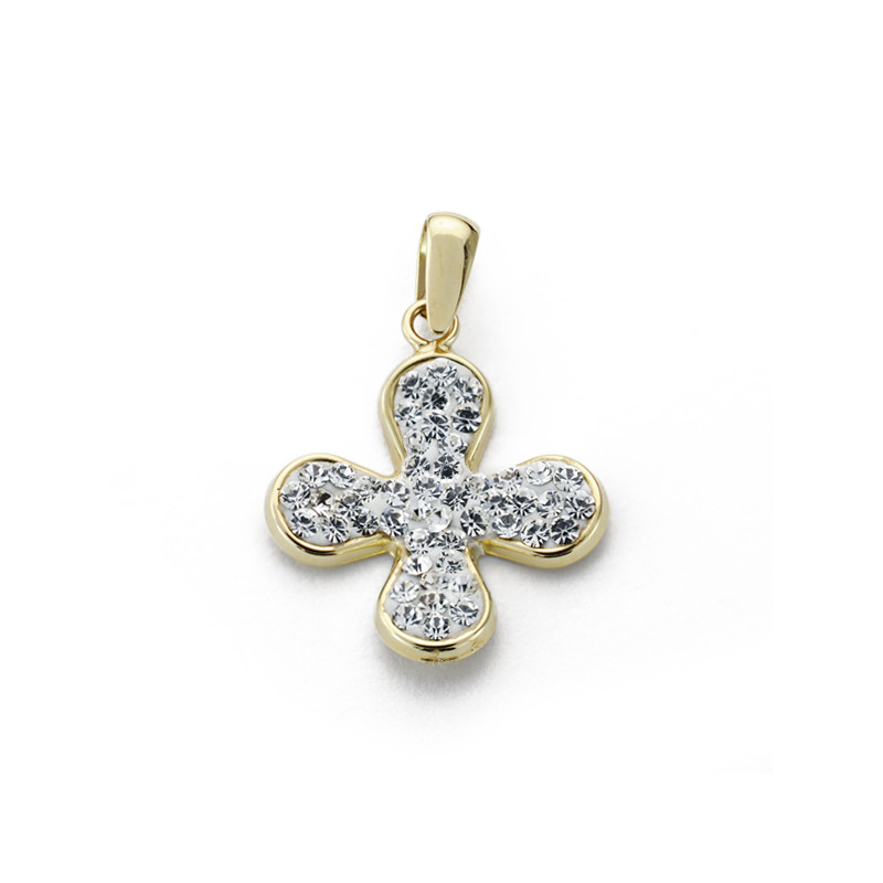 9K CRUZ ORO BLANCO CIRCONITA 17X14 MM