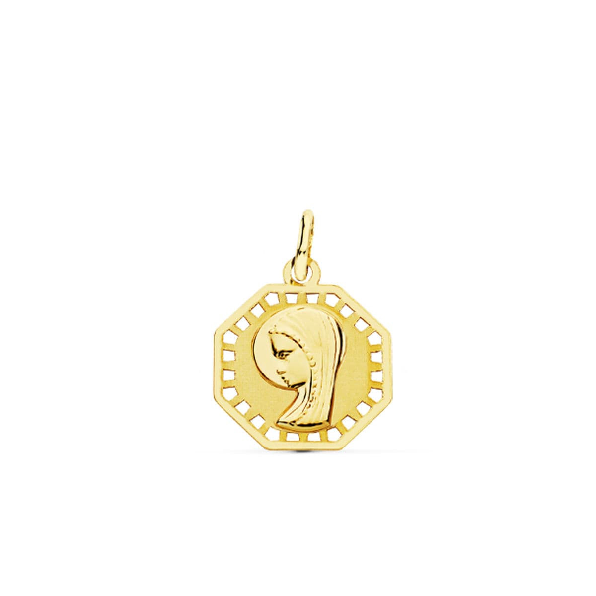 9K MEDALLA ORO AMARILLO VIRGEN NIÑA 17X14 MM