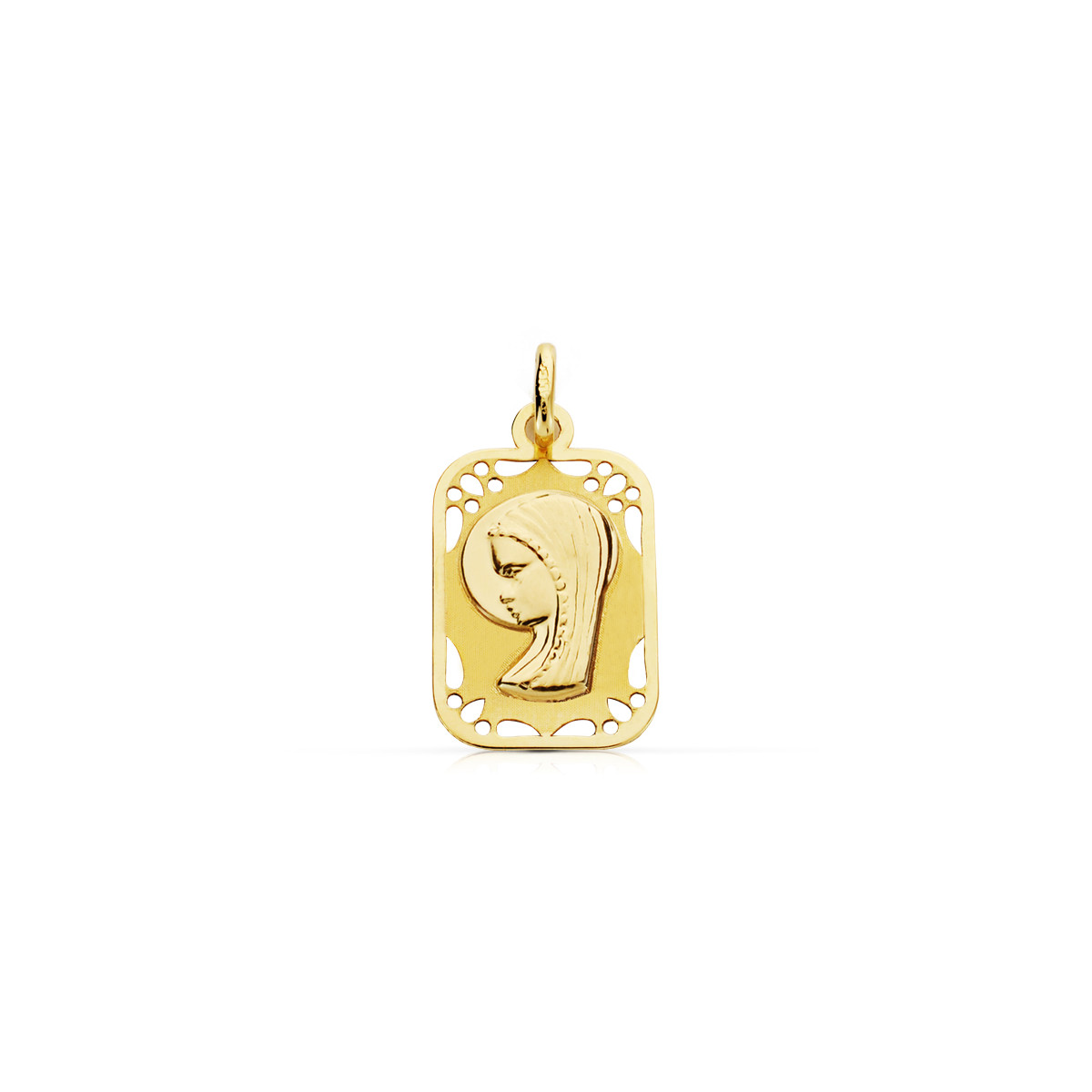 9K MEDALLA ORO AMARILLO VIRGEN NIÑA CALADA 16X11 MM