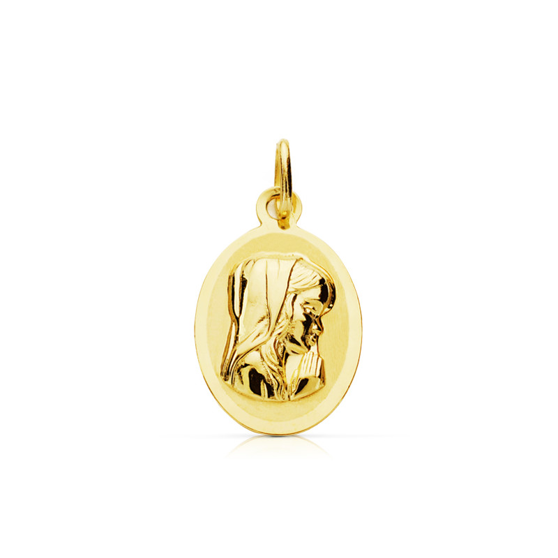 9K MEDALLA ORO AMARILLO VIRGEN NIÑA 17X12 MM