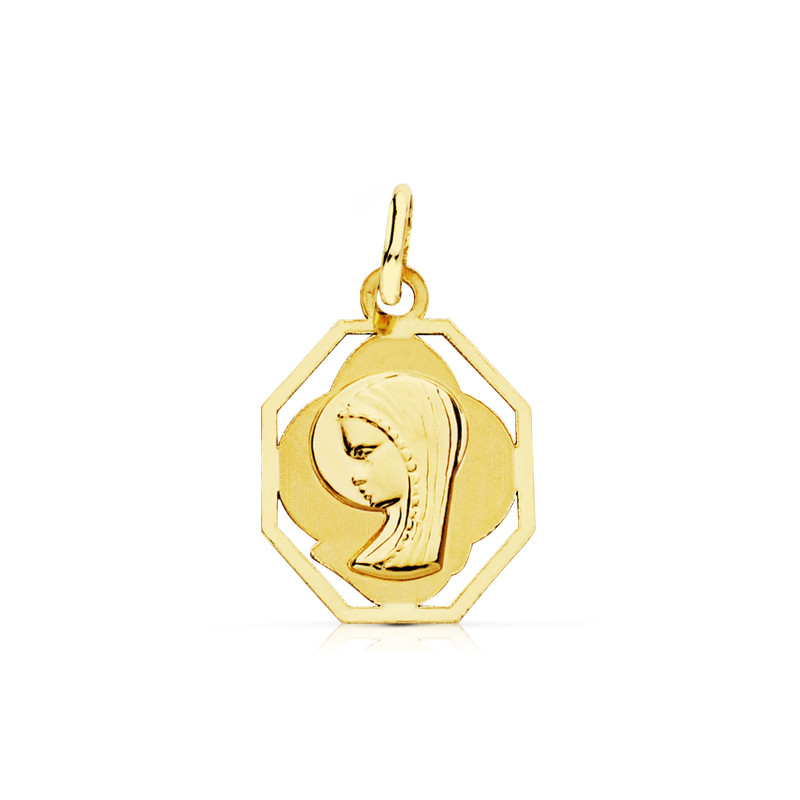 9K MEDALLA ORO AMARILLO VIRGEN NIÑA CERCO. 15X13 MM