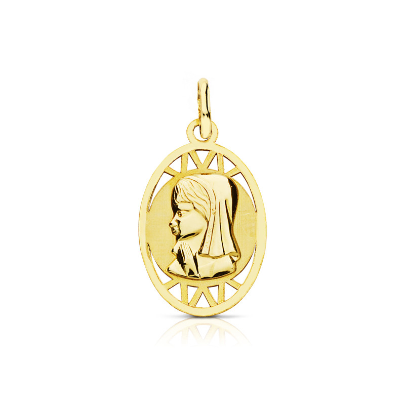 9K MEDALLA ORO AMARILLO VIRGEN NIÑA OVAL. 21X12 MM