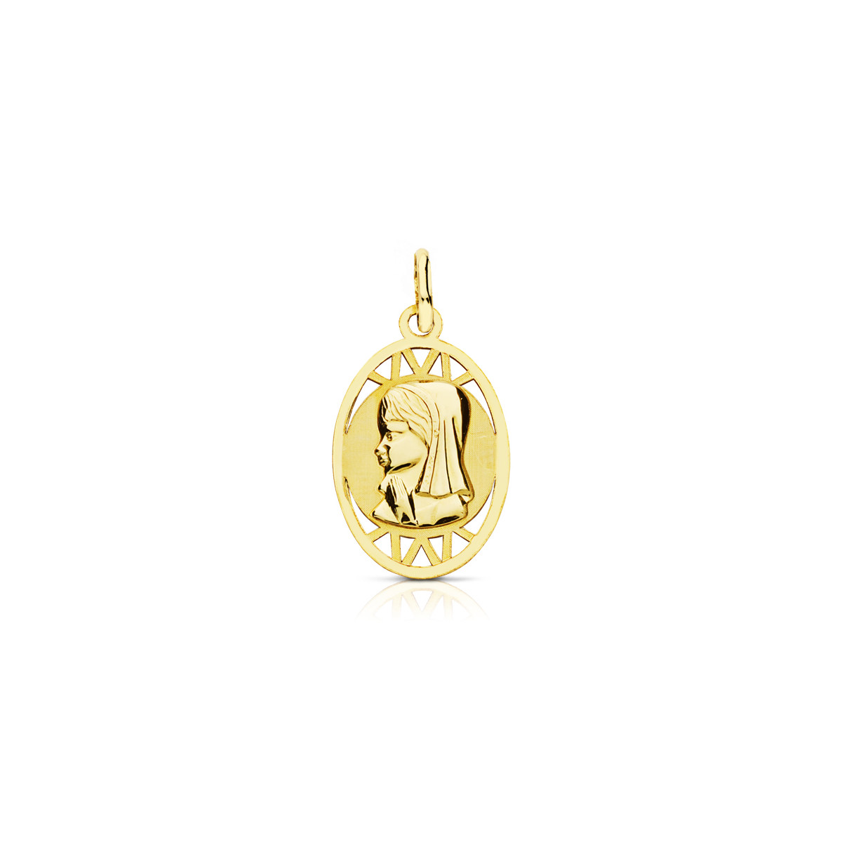 9K MEDALLA ORO AMARILLO VIRGEN NIÑA OVAL. 21X12 MM