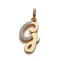 9K COLGANTE ORO AMARILLO LETRA G CIRCONITA 18X9 MM