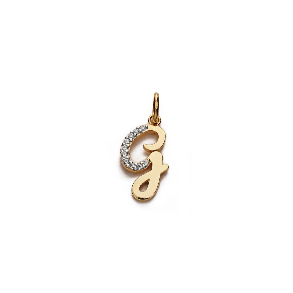 9K COLGANTE ORO AMARILLO LETRA G CIRCONITA 18X9 MM