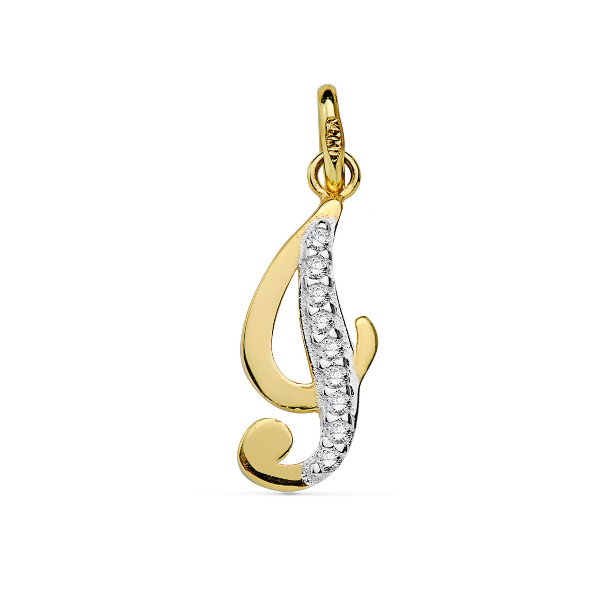 9K COLGANTE ORO AMARILLO LETRA I CIRCONITA 17X7 MM