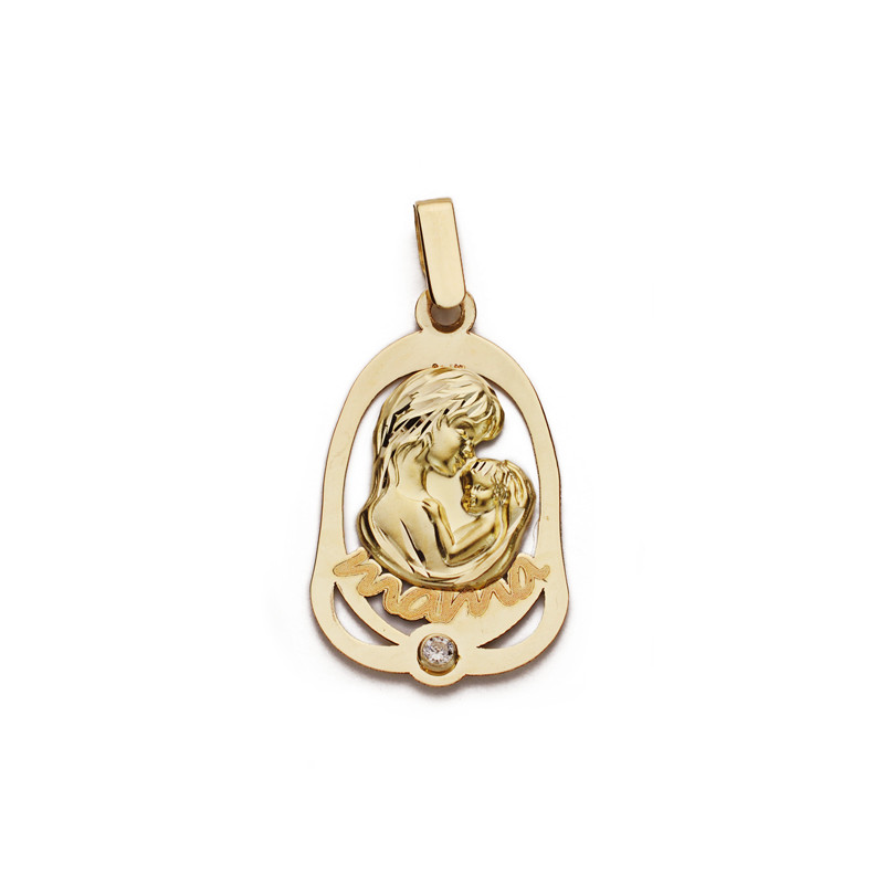 9K COLGANTE ORO AMARILLO MADRE CIRCONITA 25X15MM