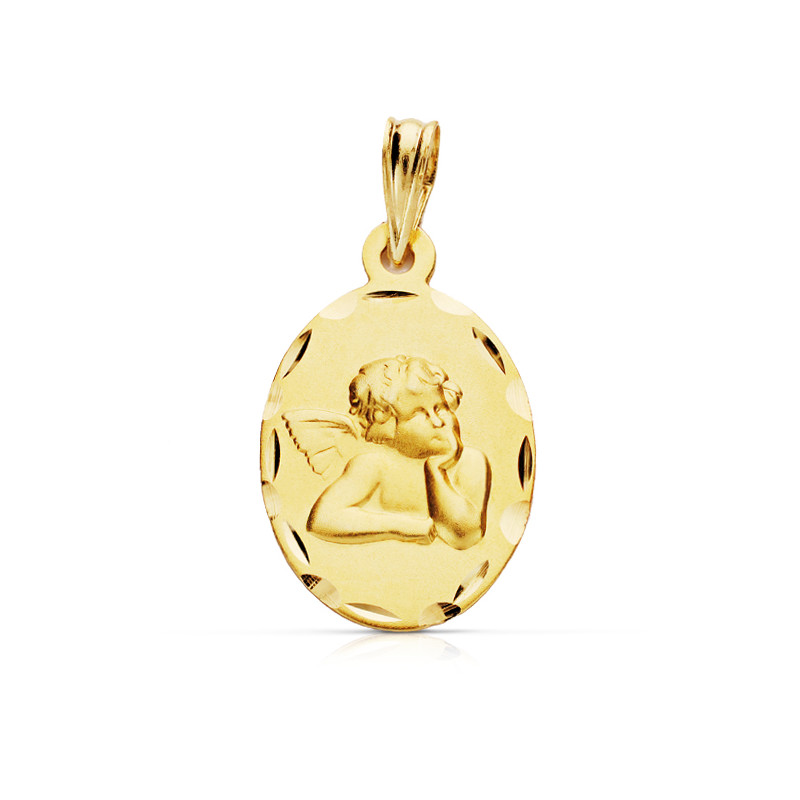 9K MEDALLA ORO AMARILLO ANGEL BURLON OVAL 23X14 MM
