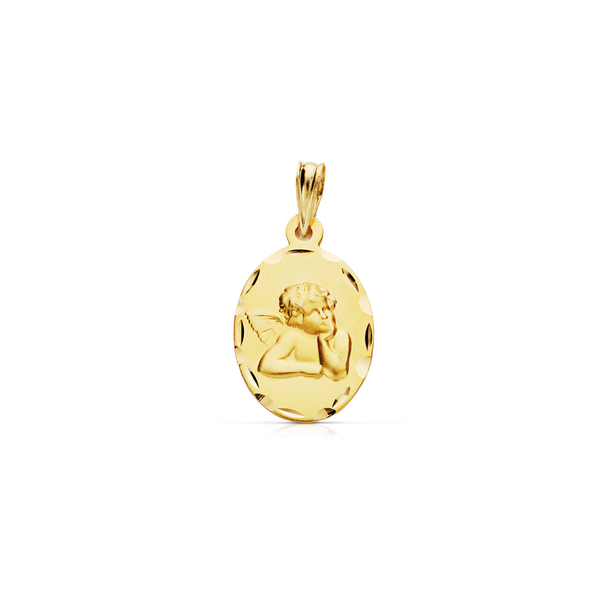 9K MEDALLA ORO AMARILLO ANGEL BURLON OVAL 23X14 MM