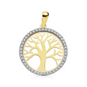 9K COLGANTE ORO BICOLOR ARBOL DE LA VIDA CON CIRCONITA 20 MM