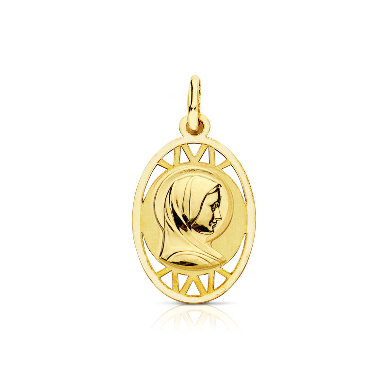 9K MEDALLA ORO AMARILLO VIRGEN FRANCESA 19X13 MM