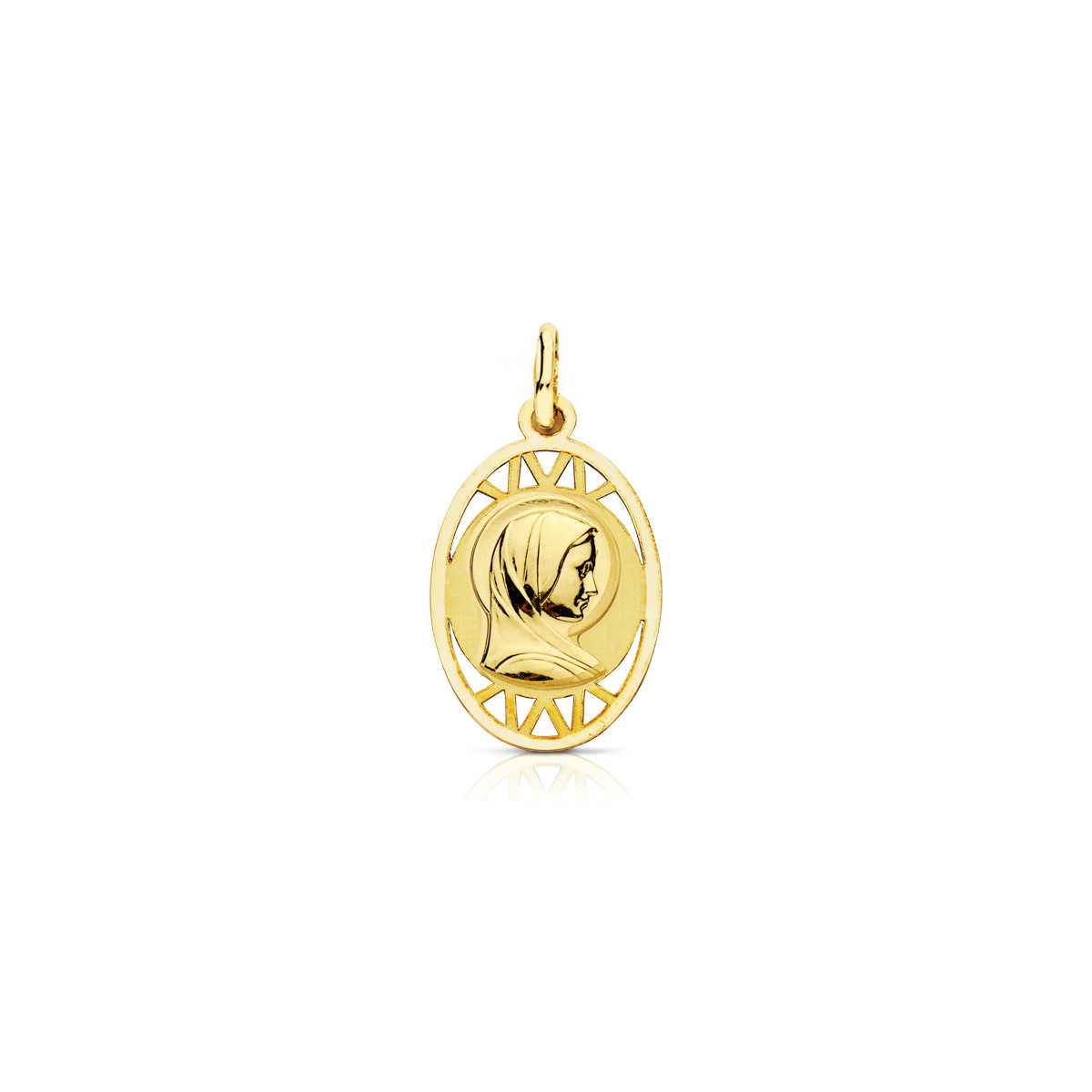 9K MEDALLA ORO AMARILLO VIRGEN FRANCESA 19X13 MM