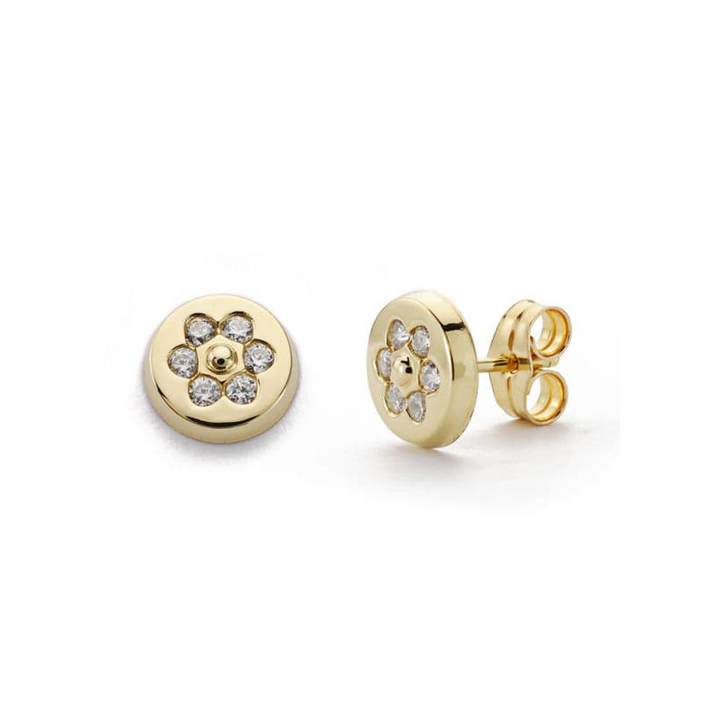 9K PENDIENTES ORO AMARILLO REDONDOS 8 MM CIERRE PRESION