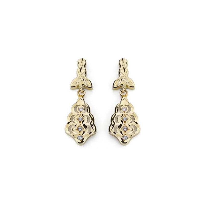 9K PENDIENTES ORO AMARILLO CUBANAS CIRCONITA 27X9 MM CIERRE CATALAN