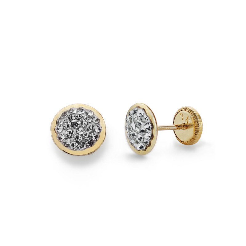 9K PENDIENTES ORO AMARILLO CIRCONITA 6 MM CIERRE TUERCA