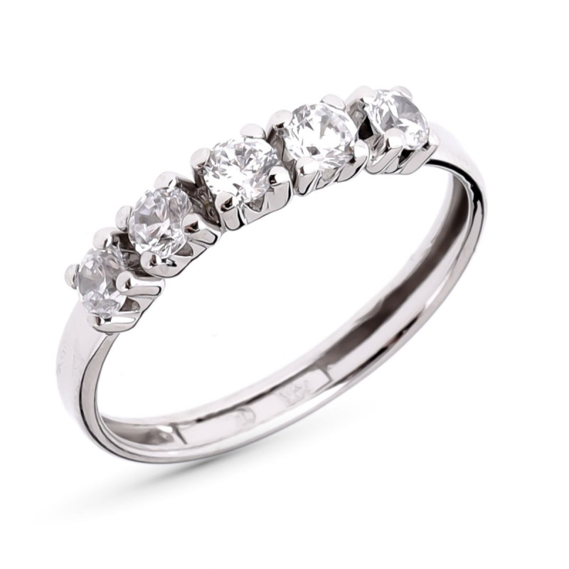 9K SORTIJA QUINTILLO ORO BLANCO CON CIRCONITAS EN GARRAS DE 3 MM