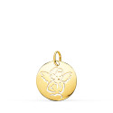 9K MEDALLA ORO AMARILLO ANGELITO ORO AMARILLO REDONDA CALADA TUMBO EN BRILLO 15 MM