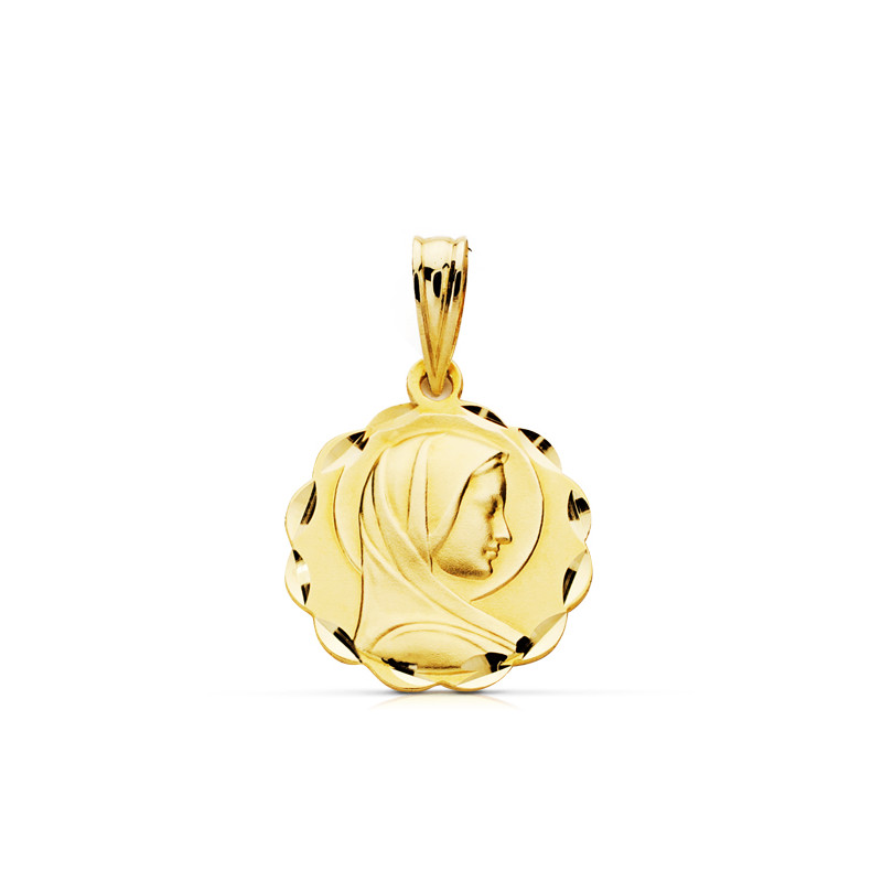9K MEDALLA ORO AMARILLO VIRGEN MARIA 9K 17 MM