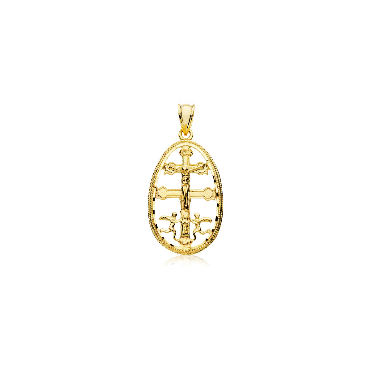 9K CRUZ CARAVACA ORO AMARILLO CERCO 29X19 MM