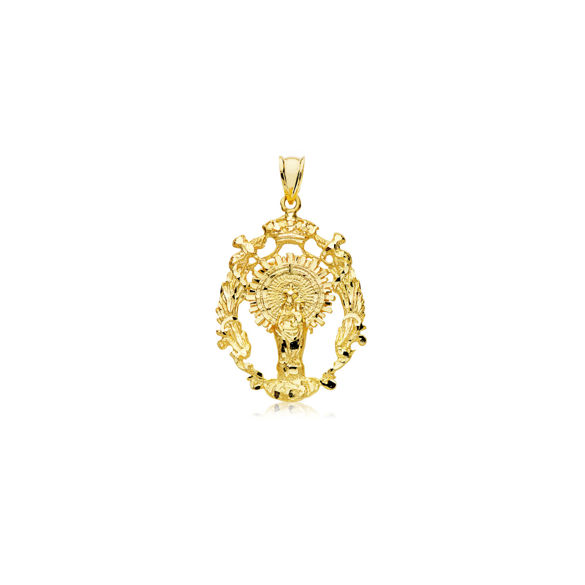 9K MEDALLA ORO AMARILLO ESCUDO VIRGEN DEL PILAR 35X28 MM
