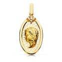 9K MEDALLA ORO AMARILLO VIRGEN NIÑA 27X15 MM